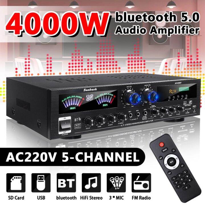 New 4000W 220V/110V Bluetooth 5.1 Audio Power Amplifier Home Theater