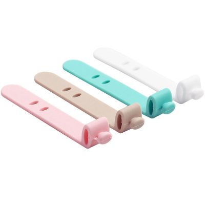 4Pcs Silicone Strap Earphone Storage Tape Power Line Data Cable Tie Outside Travel Strap Office Zip Ties