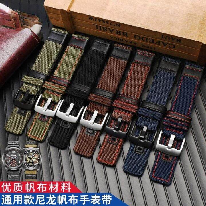 สำหรับ-jeep-wrangler-sports-nylon-เข็มขัดเปลี่ยน-huawei-gt2-magic2-glory-canvas-watch-strap-22mm