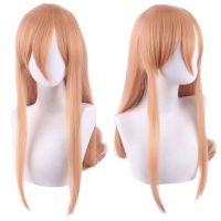 (วิกผมคอสเพลย์) 80Cm Anime Chainsaw Man Power Makima Wig วิกผมคอสเพลย์เล่นผมสีส้มเข้มยาวหมวกวิก1:1ฮาโลวีน