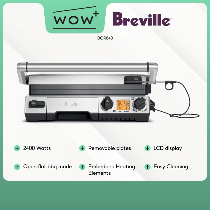 Breville BGR840 Grill & Sandwich Maker with Adjustable Height 5 Buildin