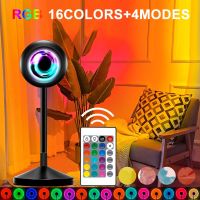 Sunset Projector Lamp Rainbow Atmosphere Night Light Sunset Light For Bedroom Room Decoration Background Wall Tiktok Table Lamp