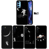 WA7 Black Space Moon Astronaut อ่อนนุ่ม Fashion ซิลิโคน Trend Phone เคสโทรศัพท์ ปก หรับ Realme Narzo 50i 30A 30 20 Pro C2 C3 C11 C12 C15 C17 C20 C21 C21Y C25 C25Y C25S C30 C31 C33