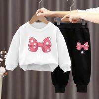 Baby Girl Suit Spring And Autumn New Girls Butterfly Section Hoodie Casual Childrens Sanitary Pants Student Two-Piece Set