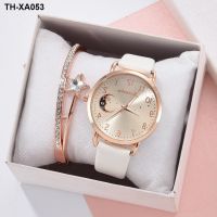 new hot selling womens personalized quartz watch set pu with moon dial calendar