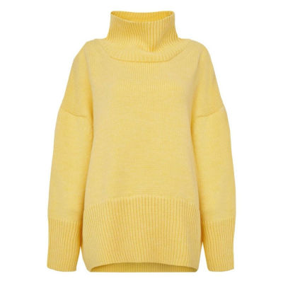 Spring And Autumn Women Solid Round Collar Knitted Pullover Sweater Fashion Female Casual Lantern Sleeve Sweater