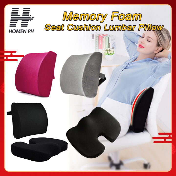 Car Seat Back Support Cushion Memory Foam Breathable Chair Lumbar Waist  Pillow