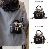 Summer black rhombic chain messenger mini small bag women 2023 new style portable box bag high-end niche 【QYUE】