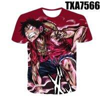 (Size XS-6XL)ins Japanese One Piece Luffy 3d printed short-sleeved T-shirt men and women couples Harajuku style casual loose wild five-point sleeves