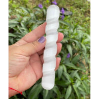 Selenite Spiral Wand, One Selenite Wand, Crystal Wand, Cleansing Stone, Crown Chakra, Third Chakra, Selenite Stone