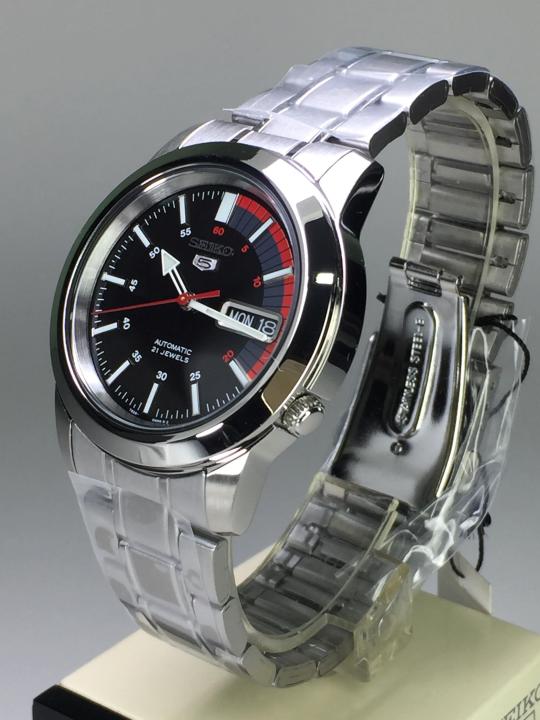 นาฬิกาข้อมือผู้ชาย-ไซโก้-seiko-5-รุ่น-snkk31k1-automatic-21-automatic-mens-watch-stainless-หน้าปัทม์สีดำ-สายสีเงิน-ของเเท้-100-cafenalika