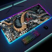 เกมขนาดใหญ่ RGB แผ่นรองเมาส์มังกรจีนอุปกรณ์เสริมสำหรับเล่นเกมพิมพ์ลาย HD คีย์บอร์ดคอมพิวเตอร์ LED Mousepad เกมส์พีซี XXL เสื่อโต๊ะแลปท็อป