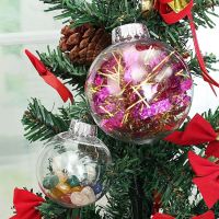 6/8/10/13/15cm Transparent Open Plastic Christmas Decorations Ball Clear Bauble Ornament Gift Present Box Decoration