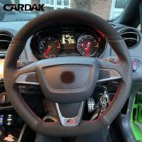 CARDAK DIY Black Suede Leather Car Steering Wheel Covers For Seat Ibiza(6J)(FR/CUPRA) 2015 Mii FR Steering Wheels Accessories