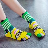 【Sock shop】3คู่ห้านิ้วถุงเท้าการ์ตูนน่ารักผ้าฝ้ายระบายอากาศสบาย5นิ้วเท้าแยกถุงเท้าสำหรับผู้หญิงสบายๆน่ารักถุงเท้า