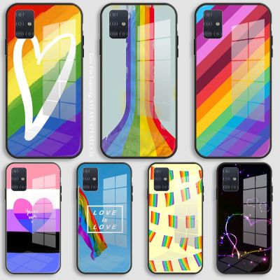 Glass Case For Samsung Galaxy A10 A12 A13 A14 A20 A30 A31 A32 A33 A34 A51 A52 A53 A54 A70 A71 A72 A73 5G LGBT Rainbow Pride Phone Cases