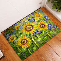 ภาพวาดสีน้ำมันพรมเช็ดเท้าห้องครัวห้องน้ำพรมปูพื้น R Art Sunflower Starry Night Hallway Entrance Anti-Slip พรมปูพื้นห้องน้ำ Rug ！