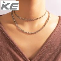 COD Simple Basic Necklace Silver Heart Punk Valentines Day Gift Double Sweater Chain Women for gi