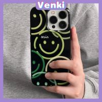 GuangZhouLiChaoPiF VENKI - เคสไอโฟน11 iPhone 14 เคสโทรศัพท์ Soft สีเขียวยิ้มและหัวใจสีดำเงาฝาหลังป้องกันกล้องกันกระแทกสำหรับ 13 12 7 8 X XR