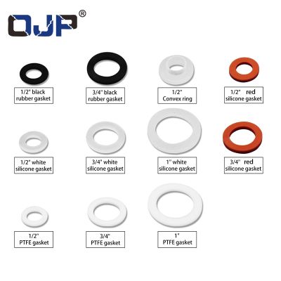 White Black 1/2" 3/4" 1"Rubber Ring Silicon PTFE Flat Gasket Sealing Ring for Shower Nozzle Hose Pipe Bellows Tube Washer Ring Gas Stove Parts Accesso