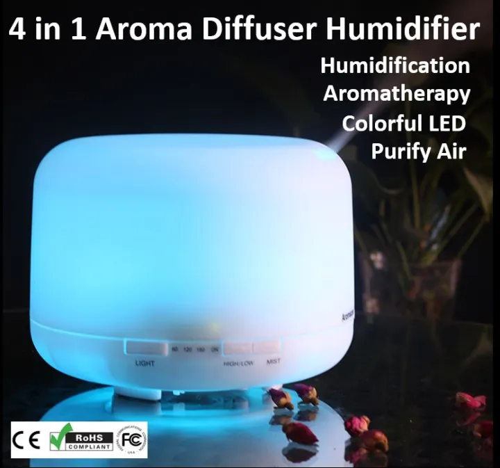 500ML 4 in 1 Ultrasonic Humidifier Aroma Diffuser Aromatherapy LED Lamp