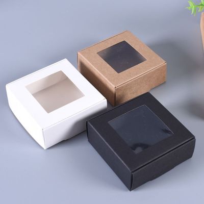 【YF】❁♣  10Pcs Paper Brown/Black/White Cardboard Transparent Window Boxes Wedding