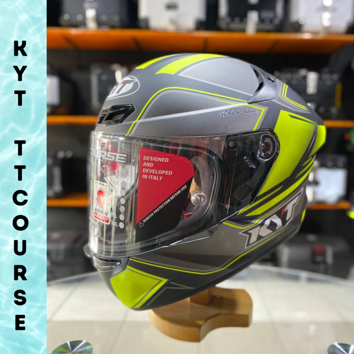 KYT TT COURSE tourist matte fluo yellow fullface single visor helmet ...