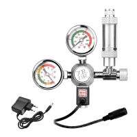ตัวควบคุมก๊าซคาร์บอนไดออกไซด์สำหรับตู้ปลา CO2,ตัวควบคุมคาร์บอนไดออกไซด์กันน้ำพร้อมมาตรวัดขนาดใหญ่โซลินอยด์นับฟองสำหรับทรงกระบอกอินเทอร์เฟซ W21.8 (ประเภท EU)