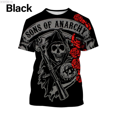 Casual (สต็อกเพียงพอ) 2023 Summer Fashion of New Sons Anarchy 3D Printing Short Sleeve T-shirt With Round Neck For Menคุณภาพสูง size:S-5XL