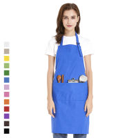 Muti-Colorful Unisex Cotton Canvas Adjustable Chef Kitchen Aprons with 2 Pockets For Kitchen Food Service