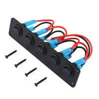 Rocker Switch Panel RV เรือรถ Toggle Trailer Yacht 5 Gang พร้อมไฟ LED Marine 12V 24V สกรูทนทาน Round