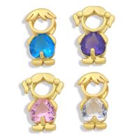 OCESRIO Gold Plated Girl Boy Pendant Colorful Crystal Pendants Copper Cubic Zirconia DIY Jewelry Findings Free Shipping pdta387