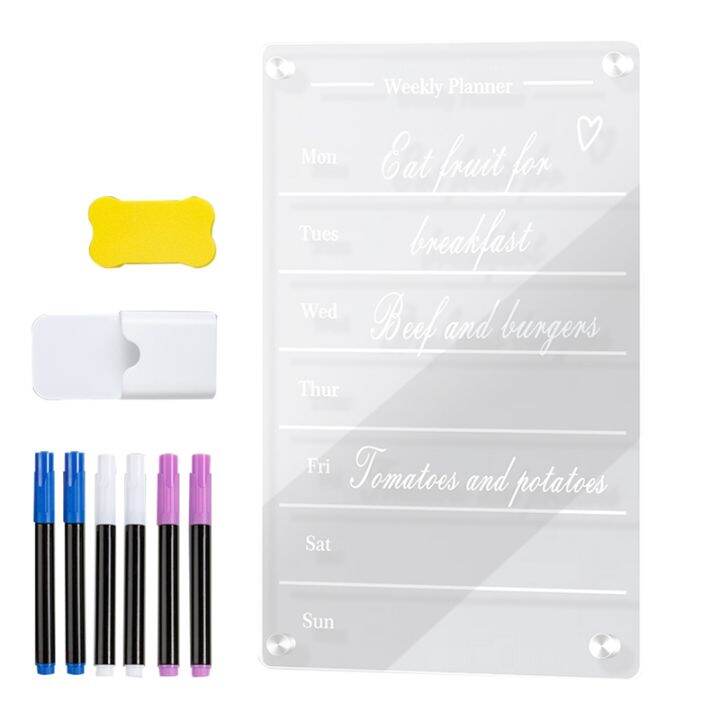 Clear Acrylic Magnetic for Fridge 9X13In Weekly Board Dry Erase Fridge ...