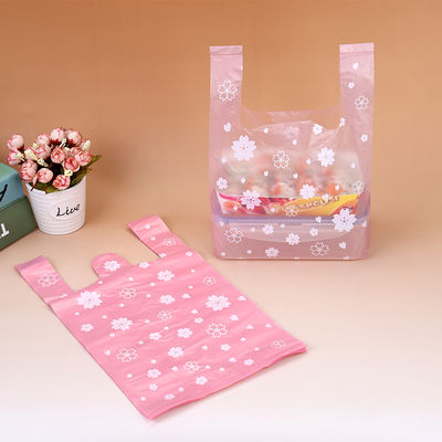 100pcslot Supermarket Shopping Plastic bags Pink Cherry Blossom Vest bags Gift Cosmetic Bags Food packaging bag Candy Bag