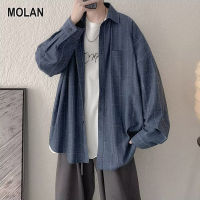 MOLAN เสื้อเชิ้ตผู้ชายอารมณ์เรียบง่ายใหม่แขนยาวเทรนด์แฟชั่นวัยเยาว์