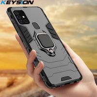 [Phone case] KEYSION เกราะกันกระแทกสำหรับ Samsung Galaxy A21S แหวนขาตั้งโทรศัพท์กลับสำหรับ Galaxy M31 M21 M11 M12 M30S M01 M31S M51