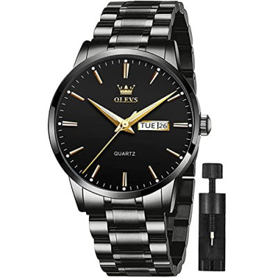 OLEVS Mens Gold Watches Analog Quartz Business Dress Watch Day Date Stainless Steel Classic Luxury Luminous Waterproof Casual Male Wrist Watches black men watch