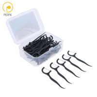 Perfk 50 Pieces Bamboo Charcoal Floss Flosser Toothpicks Stick Interdental Stick