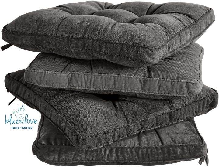 NEW BLUEDOVE Dark Grey Chair Cushion with Ties 18 x 18 Inch Indoor