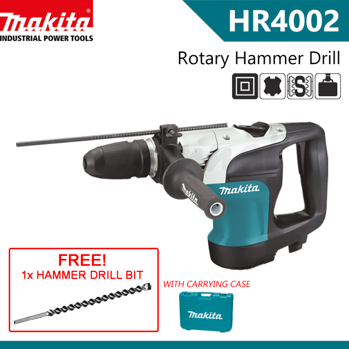 Makita HR4002 Rotary Hammer Drill SDS Max 6.2 J (4.57 ft·lbs), 1050W [with FREE 1pc HAMMER DRILL