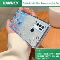 HANNEY สำหรับ VIVO Y50 Y30 Y30I Y19 Y51 2020 Y31 2021 Y83 Y81 Y95 Y91 Y91C Y91I Y93 ลายสวนลับเคสโทรศัพท์พร้อมปลอกกระดาษแวววาวระยิบระยับหุ้ม6D กันกระแทกคริสตัลใสนิ่มโปร่งใสใสฝาหลัง