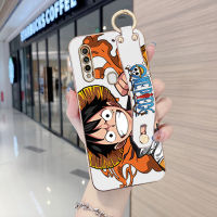 เคสใส่โทรศัพท์สำหรับ OPPO A31 A33 2020 A36 A37 A37F A3S A52 A53การ์ตูน Lufei หัวเราะสายรัดข้อมือเคสโทรศัพท์หรูหราชุบไฟฟ้าเคสป้องกันนุ่ม