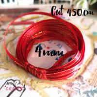 4MM 5y ริบบิ้น ผ้าซาติน ขอบทอง (มีหลายสีให้เลือก) ขนาดเล็ก กว้าง 4 มิล x ความยาว 450 เซนติเมตร สินค้าพร้อมส่ง