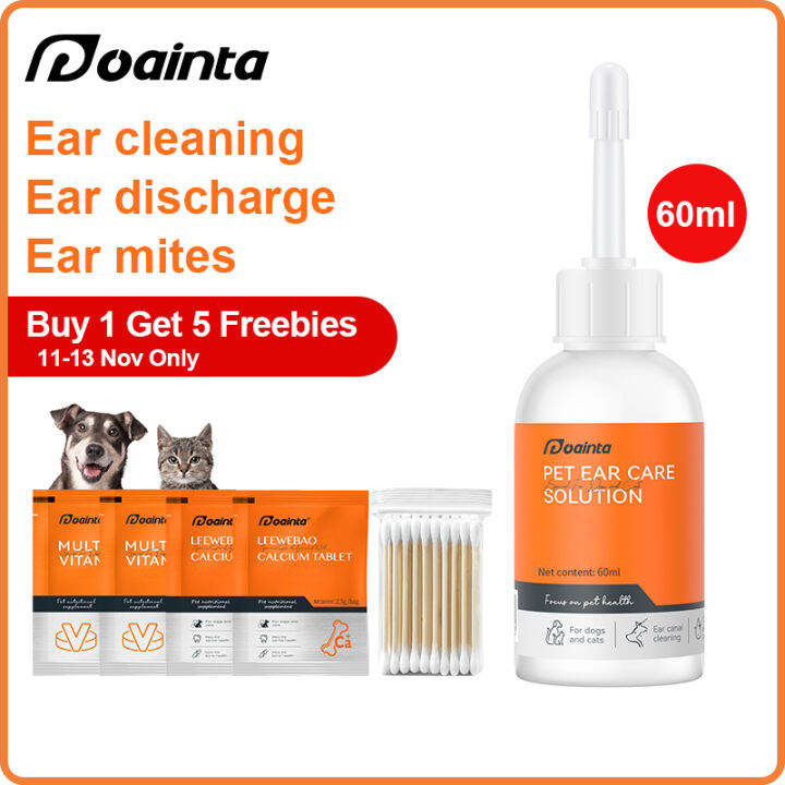 PUAINTA Ear Cleaning for Cat and Dog Per Ear Cleaner Anti Ear Mites Ear