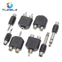 1PCS RCA Female Socket Turn 3.5MM Stereo Plug Audio Adapter 6.3MM Stereo Plug To RCA Socket 2 in 1 Stereo ConnectorWires Leads Adapters