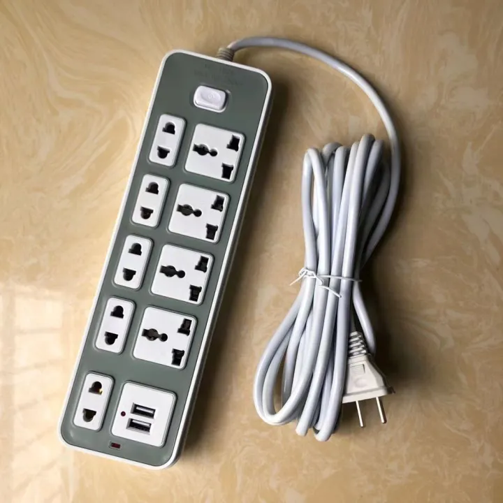Extension outlet with switch usb cable power supply with socket line