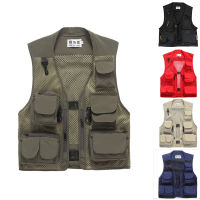 Summer Mens Coat Velcro Multi-pocket Mesh Vest Breathable Wear Comfortable Travel Fishing Boating Sleeveless Jacket