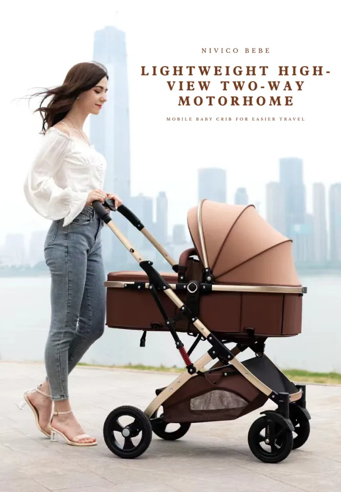 Luxury Baby Stroller Foldable Toddler Portable Sit recline Bidirectional  Cart prams Lazada PH