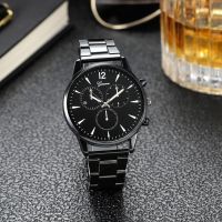 【July】 2023 foreign trade cross-border Geneva mens mesh belt watch three-eye large plate steel quartz