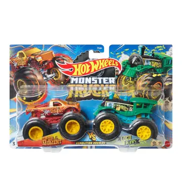 Hot Wheels Monster Trucks Arena Smashers Glow-in-The-Dark Gunkster Playset  with 1 Glow-in-The-Dark 1:64 Scale Gunkster Toy Truck & 2 Crushable Cars